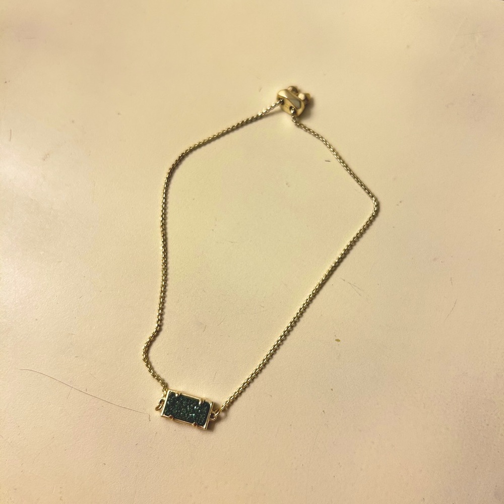 Kendra Scott Phillipa Chain Bracelet in Gold and Green Drusy